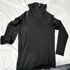 Men's Black Under Armor Cowl Neck Pullover Fleece Sweatshirt Size Large